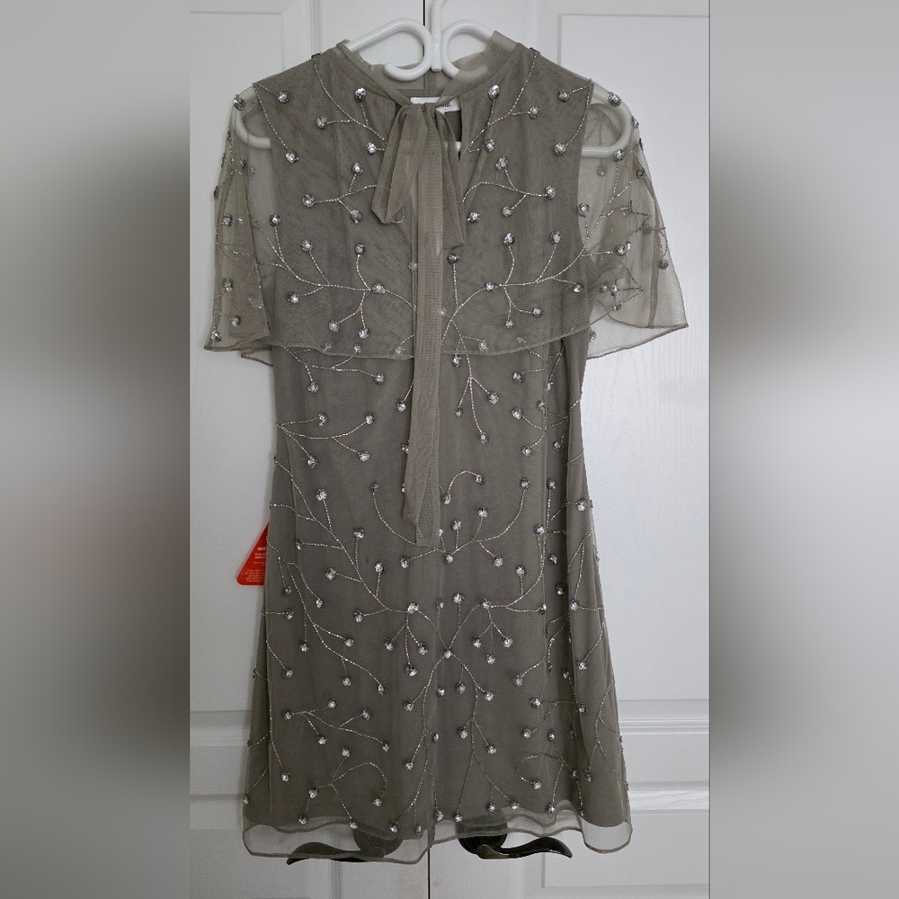 Chic Embellished Mini Dress in Gray